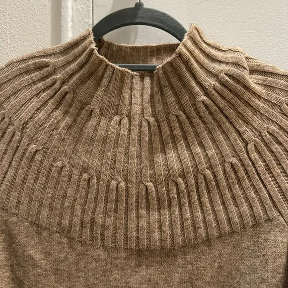 Anthropologie Light Brown Mock Neck Sweater Women’s S soft Classic Neutral - Picture 3 of 5